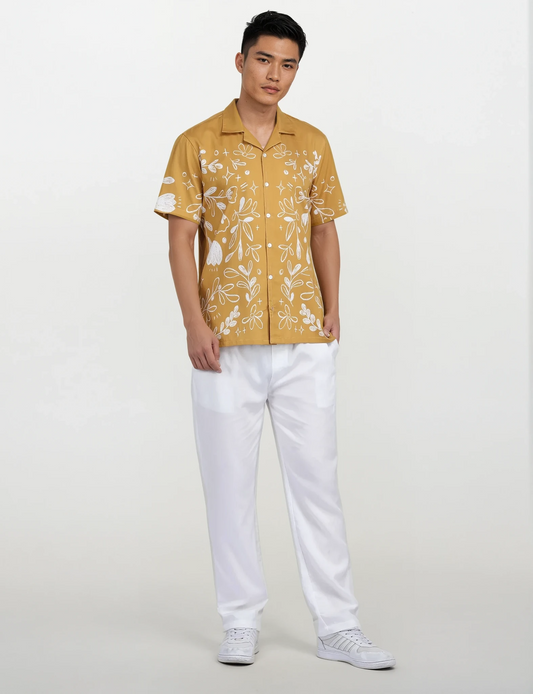 Flowerchild Yellow Mustard Luxury Shirts for Men
