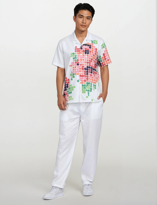 Le Jardin Pixele White Luxury Shirts for Men